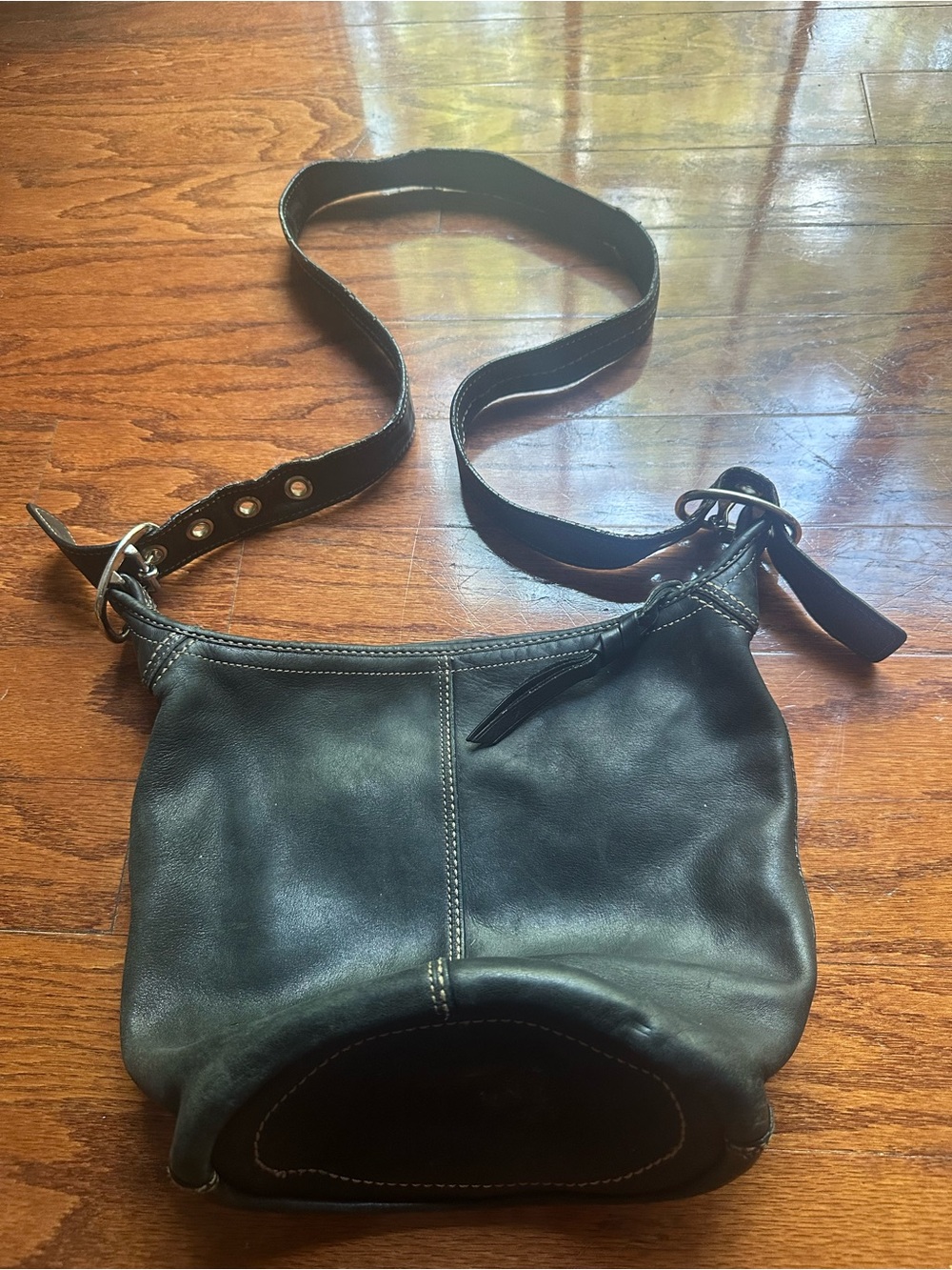 Coach Black Leather Crossbody with Adjustable Strap